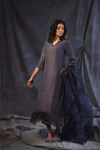 Dusky Charcoal Rawsilk