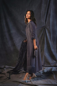 Dusky Charcoal Rawsilk