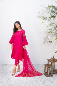 Hot Pink Raw Silk Suit