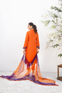 Blazing Orange Raw Silk Suit