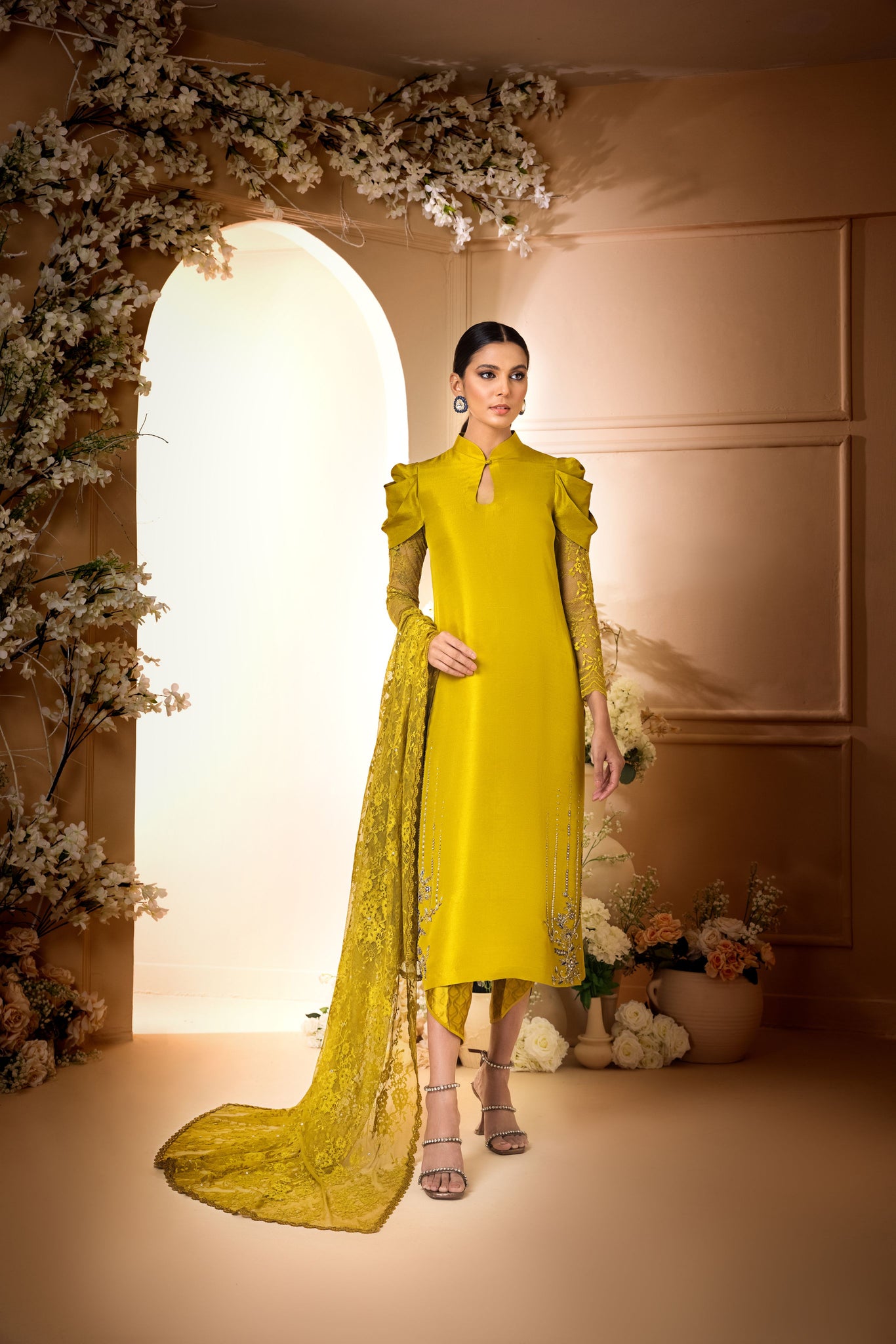 Buy Gold Sequins Net Designer Gown - Koskii
