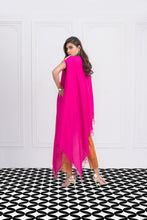 Load image into Gallery viewer, Hot Pink raw silk top with Orange Pants