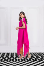 Load image into Gallery viewer, Hot Pink raw silk top with Orange Pants