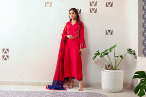 Deep Red khaadi net Suit
