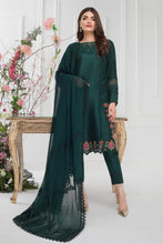 Load image into Gallery viewer, Forest Green Cutwork Embroidered Daman Raw silk Shirt