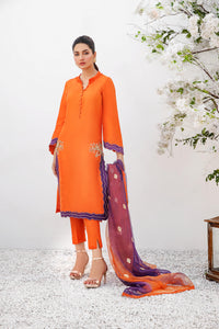 Blazing Orange Raw Silk Suit