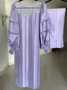 Lavender raw silk with pintex & lace