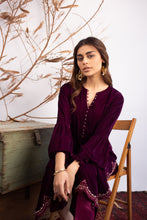 Load image into Gallery viewer, Magenta Velvet shirt with hand worked daman