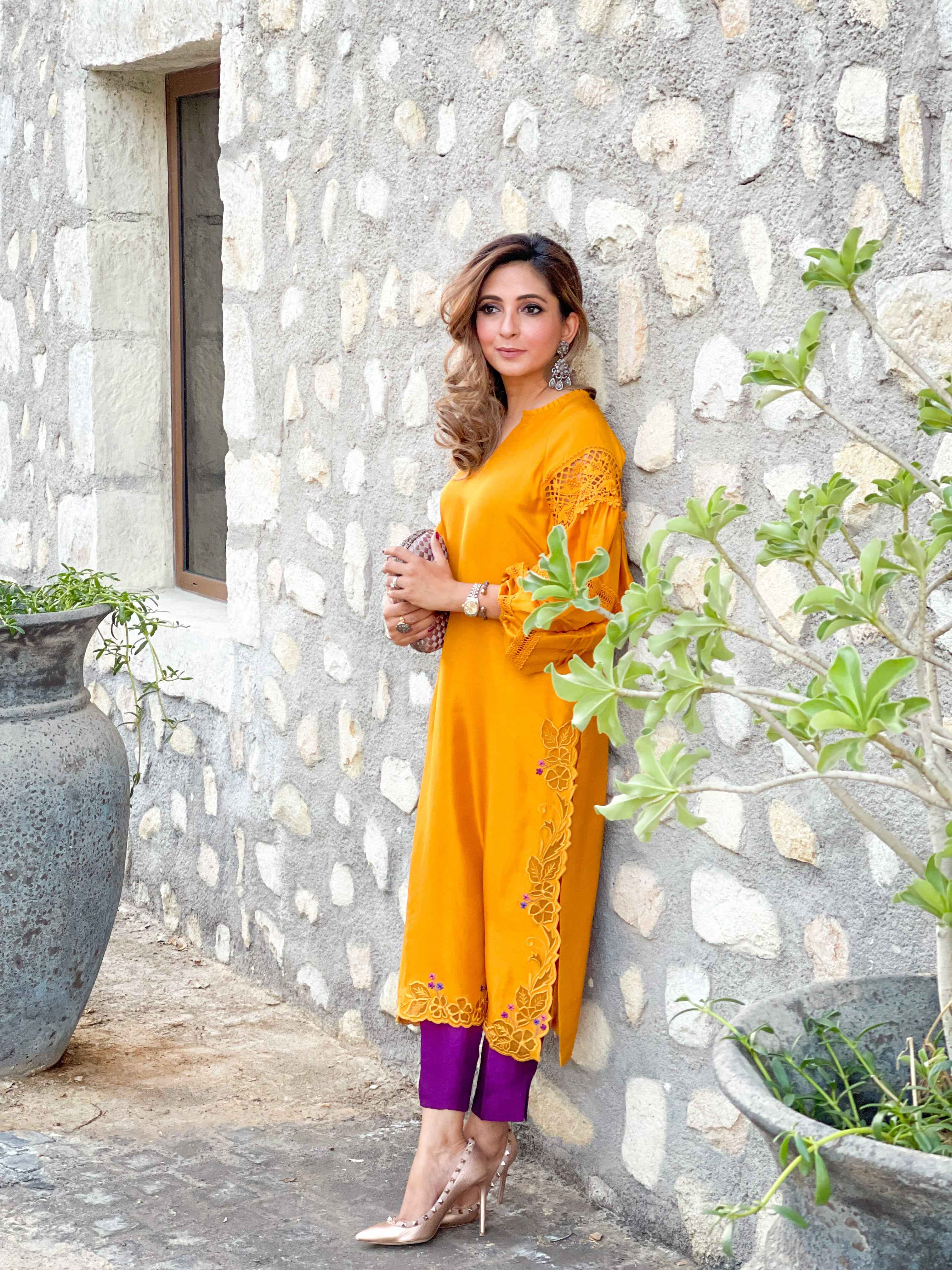 Marigold pure raw silk